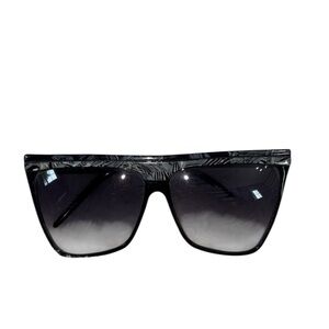 Vintage Laura Biagiotti Square Mask Oversized Black Gray Sunglasses
